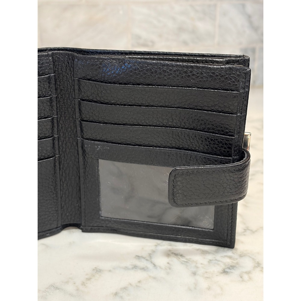 Longchamp Le Foulonne Black Pebbled Leather Bifold Kiss Lock Wallet - Picture 14 of 14